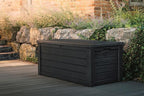 Keter Westwood 150 Gallon Resin Large Outdoor Storage Box for Patio Furniture, Outdoor Cushions, Garden Tools and Pool Floats, Dark Grey