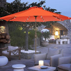Blissun 9 ft Solar Umbrella, 32 LED Lighted Patio Umbrella, Table Market Umbrella, Outdoor Umbrella for Garden, Deck, Backyard, Pool and Beach (Orange)