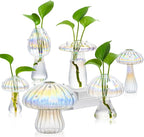 Terrarium Propagation Station Set of 6, Clear Glass Mushroom Vases
