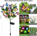Solar Lights Outdoor Garden Decor: 2 Pack 34 Silk Butterflies with 44 Color-Changing LEDs - Auto On/Off 12H Magical Lighting IP65 Waterproof for Yard Patio Pathway - Unique Gifts for Mom Grandma