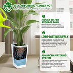 Garvee 16" Tall Planters Set of 2, Outdoor＆Indoor Black Planter Pots, High Front Porch Planter Pots with Drainage Holes＆Water Level Monitor＆Inner Bucket,White