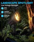 SUNVIE 6W Low Voltage Landscape Lights LED Low Voltage Lighting Warm White Landscaping Lights Waterproof Landscape Spotlights with Connectors Spot Lights Outdoor for Garden Tree Wall Yard, 12 Pack