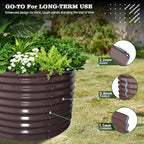 A ANLEOLIFE Set of 6, 30 Inch Extra Tall Galvanized Raised Garden Beds Kit, Large Oval & Round Metal Planters – Ideal for Backyard Vegetables Flowers Herbs, CaféBronze