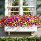 Alupssuc 48 Bundles Artificial Flowers for Outdoors Decoration, UV Resistant Silk Faux Daisy Flora Spring Fake Plastic Plants Greenery for Outside Indoor Yard Home Porch Window Box Decor, Mix 4 Colors
