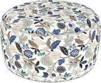 LVTXIII Indoor/Outdoor Extra Large Inflatable Ottoman Pouf D31 x H14 Inch, Round Footstool with Handle, Weather-Resistant Portable Furniture for Patio, Camping, Beach, Breeze Leaves Beige