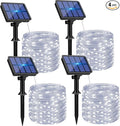 btfarm 4 Pack Solar String Lights Outdoor - 320LED 132FT Solar Fairy Lights Outside Waterproof 8 Modes, Copper Wire Twinkle Solar Powered Light for Garden Yard Tree Christmas Wedding Decor, Cool White