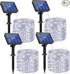 btfarm 4 Pack Solar String Lights Outdoor - 320LED 132FT Solar Fairy Lights Outside Waterproof 8 Modes, Copper Wire Twinkle Solar Powered Light for Garden Yard Tree Christmas Wedding Decor, Cool White