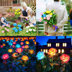 WdtPro Solar Lights Outdoor, 8 Pack Solar Garden Light with 40 Rose Flowers, 7 Color Changing Solar Powered Flowers Lights Waterproof for Outside Patio Yard Pathway Decor