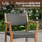PHI VILLA 9 Pieces Acacia Wood Outdoor Dining Set for 8, Expandable Teak Wooden Table & Chairs, Large Farmhouse Furniture Set for Patio, Deck, Backyard, Porch