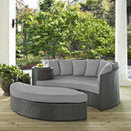 Modway Sojourn Wicker Rattan Outdoor Patio Sunbrella Fabric Daybed in Canvas Gray