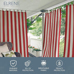 Elrene Home Fashions Highland Stripe Indoor/Outdoor Curtain Panel, 50 inches X 84 inches, Red