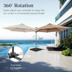 Best Choice Products 10ft Solar LED Offset Cantilever Hanging Market Patio Umbrella, Smooth 360° Rotation, 8 Sturdy Ribs, Easy Adjustment - Tan