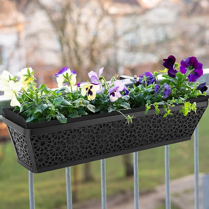 Adnee 4 Pcs 30 Inch Fabric Plant Window Box Liners-Rectangular Non-Woven Planter Basket Liner-Black Felt Flower Hanging Basket for Outdoor Garden Wall Hanging Planter Flower Vegetables