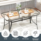 TLSUNNY 7 Pieces Patio Dining Set, Outdoor Table and Chairs W/1.69″ Umbrella Hole, 30"X 55" Table and Stackable Textilene Chair, All Weather Patio Furniture Set (Umbrella not Included)