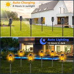 10Pack Solar Lights Outdoor, Mini Solar Torch Lights with Flickering Flame for Garden Decor, Solar Flame Lights Waterproof Solar Powered Outdoor Lights, Solar Tiki Torches for Pathway Patio Yard Porch
