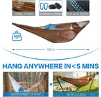 PNAEUT Handwoven Mayan Hammock, Thick Soft Rope Double Hammock for Outdoor Outside & Indoor, 600 lbs Capacity Heavy-Duty, Includes Tree Straps, Carabiners & Carrying Bag (Desert, X-Large)