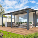 AECOJOY 16' x 10' Gazebo Outdoor Pergola, 10x16 Large Wall-Mounted Hardtop Lean to Metal Gazebo Shelter Pergolas and Gazebos Clearance with Patio Roof, Heavy Duty Awnings for Backyard, Decks