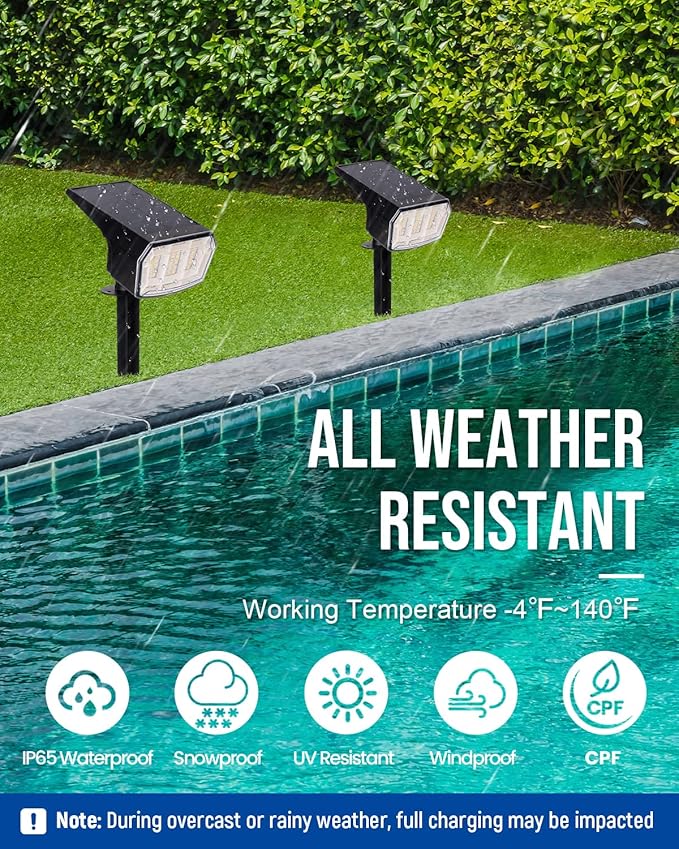 Solar spotlights Outdoor 63 LED 3 Lighting Modes, IP65 Waterproof Lighten Yard Garden House Garage Pathway for Christmas Decorations-8 Pack