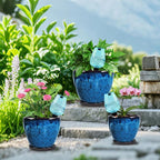 Ceramic Pots for Plant with Self Watering Globes, 6 inch Planters for Indoor Plants with Saucer, Glaze Flower Pots Outdoor with Drainage Holes, Decorative Garden Pots
