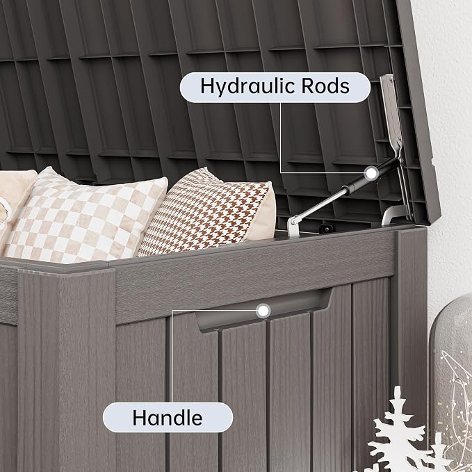 Deck Box, 120 Gallon Gray Resin Outdoor Storage with Lockable Lid