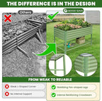 Elevated Raised Garden Bed 2' x 4'- Galvanized Metal Planter Boxes with Legs & Storage Rack, Outdoor Planters for Backyard/Patio/Balcony, with Drainage Holes for Vegetables, Flowers, Herbs, Green