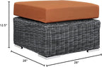 Modway Summon Wicker Rattan Outdoor Patio Sunbrella Square Ottoman in Canvas Tuscan