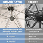Grand patio 10x13 FT Patio Umbrella with Base, Acrylic Outdoor Cantilever Aluminum Umbrella, 5-Year-Non-Fading Rectangular Offset Umbrella with Cover for Poolside, Deck, Backyard, Gray Pole