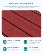 SERWALL Outdoor Coffee Table with 1.69" Umbrella Hole, HDPE Patio Coffee Table for Outside, Rectangle, Red