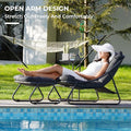 Lounge Chair with Ottoman, Dark Gray Steel Sling Recliner Set