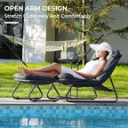 Lounge Chair with Ottoman, Dark Gray Steel Sling Recliner Set