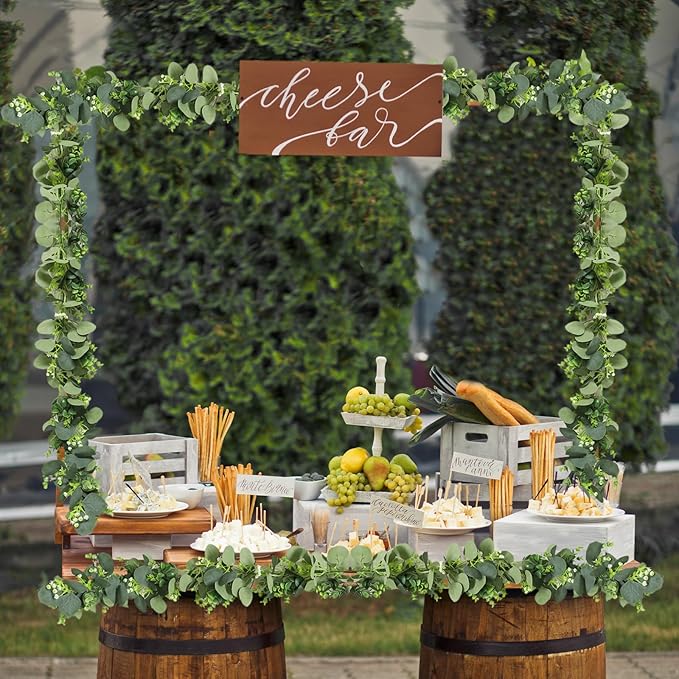 Artificial Greenery Garland, 5.9 Ft Eucalyptus and Boxwood Mix, Green