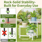 3 Tiered Tall Plant Stand Indoor Outdoor, Metral Plant Shelf for Corner Display Rack, Multi-Tier Folding Planter Pot Holder Flower Stand for Living Room Balcony Garden Patio - WhiteWave