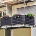ETELI Railing Planter 6 Pack, 16.9 Inch Window Basket Deck Boxes Plastic Flower Rail Planters Holder with Adjustable Detachable Hooks for Outdoor Balcony Porch Patio, Black & White