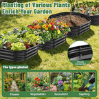 Hexagon Raised Garden Bed, 48 Inch Diagonal & 12 Inch Tall, Galvanized Steel Planter Box with Wave-Shaped Metal Panels for Outdoor Flower,Tree,Herb & Vegetable Garden (Black, 4FT X 1FT)
