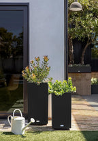 Veradek Block Series Pedestal Planter - Tall Planter for Indoor or Outdoor Front Porch | All-Weather Use with Removable Insert Bucket | Modern Décor for Flowers, Tall Trees, Faux Plants