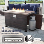Kullavik 8 Pieces Outdoor Patio Furniture Set with 43" 55000BTU Gas Propane Fire Pit Table PE Wicker Rattan Sectional Sofa Patio Conversation Sets,Navy Blue