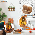 Terrarium Skull Propagation Station, 3 Amber Glass Vases with Wood Stand