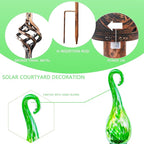 Garden Solar Lights Outdoor, Decorative LED Pearlized Glass Spiral Garden Stake with Finial, Hand Blown Glass and Metal Outdoor Decoration, 3 x 36 Inch (Green)