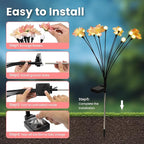 Solar Garden Lights, Warm White LED Swaying Solar Flowers Light for Outside, Waterproof Garden Decor, Outdoor Decorative Lights Yard, Patio, Pathway Decoration Gardening Gifts (4 Pack)