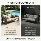 ZANDOR Outdoor Patio Conversation Sets, 4-Piece Aluminum Metal Outside Sectional Lawn Furniture with Coffee Table & Washable Thick Cushions,Seating Sofa for Garden/Backyard/Porch, Grey