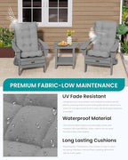 SERWALL HDPE Outdoor Rocking Cushion Set of 2, Memory Foam Cushion Dark Gray