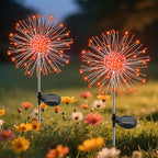 Garden Outdoor Lights, 2 Pack 120 LED Solar Garden Lights Fairy Lights Outdoor Waterproof Decorative Solar Firework Lights for Yard, Patio, Pathway, Flowerbed Party Wedding Decor, Orange