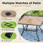 Outdoor Patio Square Dining Table, All Weather Wrought Iron Black Outdoor Table - Image 5