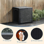 NEWBULIG 31 Gallon Outdoor Storage Box, Waterproof Deck Box with Lockable Lid, Patio Furniture Bench & Side Table, Easy Assembly, for Garden, Pool, Patio & Backyard Organization, Rattan Texture Black