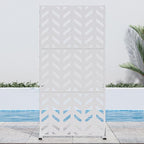 Casaphoria Metal Privacy Screen Outdoor, 72" H x 35" W Freestanding Decorative Privacy Screen for Patio Deck Balcony Garden with Stable Base, White-Keith