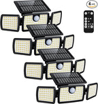 MIHANI Solar Lights Outdoor, Quick Charge Solar Motion Deck Lights Outdoor for Deck with High Brightness, Larger Built-in Tempered Glass Panel, Sensitive PIR Motion Inductor (Remote,4 Pack)