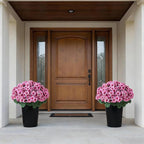 2 Pack Artificial Geranium Flowers Topitary Trees for Outdoors, UV Resistant Geraniums Potted Bushes Look Real Silk Faux Plants for Front Door Garden Porch Planter Farmhouse Home Decor (Pink)