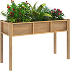 YITAHOME 48x18x30in Raised Garden Bed, Weather Resistant Poly Lumber Planter Box with Legs, Elevated Garden Bed for Yard, Garden, Balcony - Brown