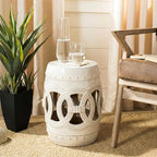 SAFAVIEH Home Collection Double Coin Cream Ceramic Indoor/ Outdoor Decorative Garden Stool (Fully Assembled)