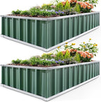 KING BIRD Raised Garden Bed 68" x 36" x 12" (2 Packs) Galvanized Steel Metal Outdoor Planter Kit Box for Vegetables, Flowers, Fruits, and Herbs Green